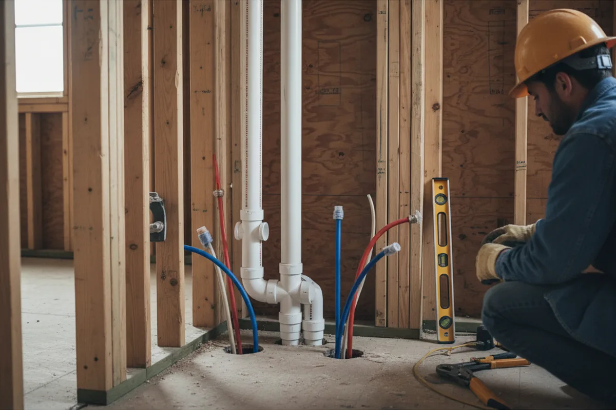 Drain and supply rough-in during Garbage Disposal Repair in Huntley